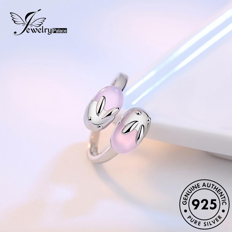 Jewelrypalace Pink Cincin Perak Kristal Asli Lucu Berlian Wanita925 Rabbit R1