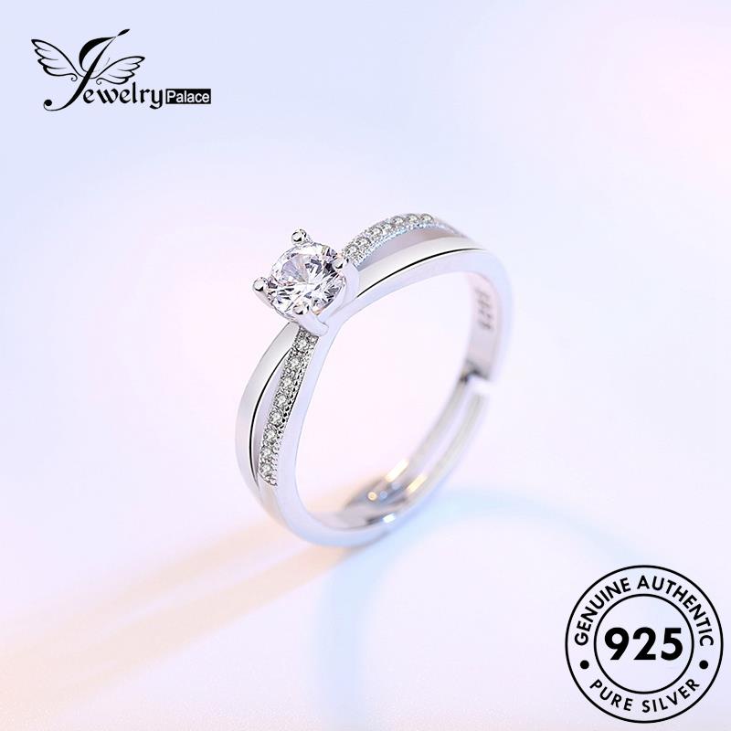 Jewelrypalace Original Cincin Moissanite Berlian Wanita Perak Silang925 Fashion R3