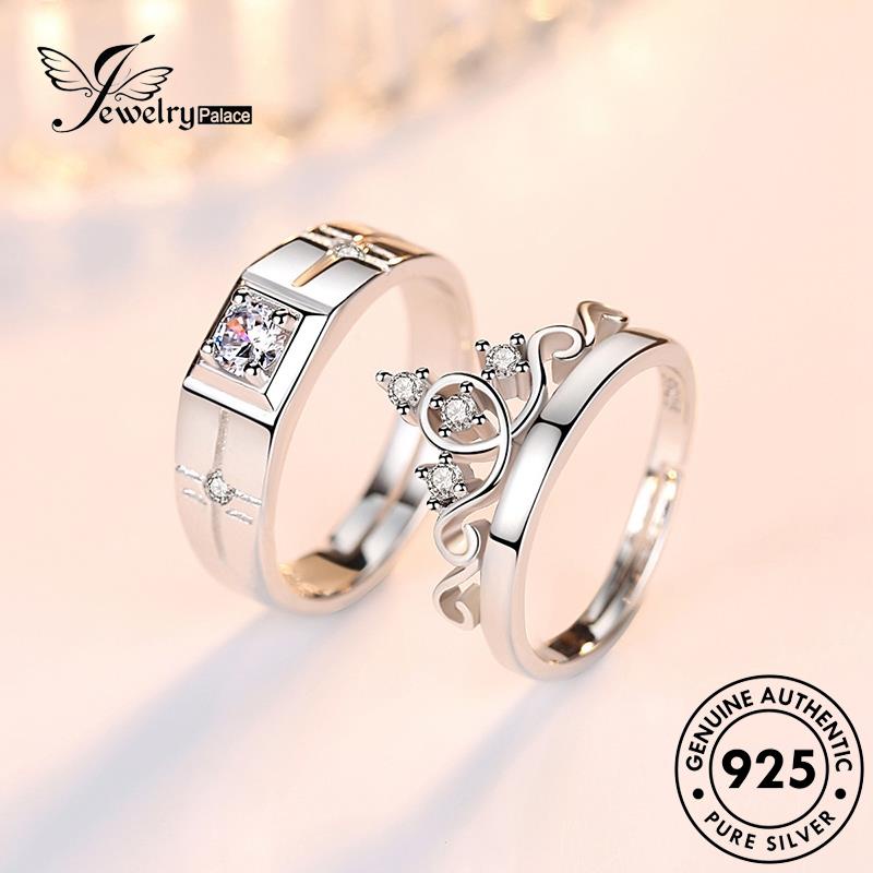 Jewelrypalace 925cincin Moissanite Berlian Perak Asli Couple Fashion Mahkota R45