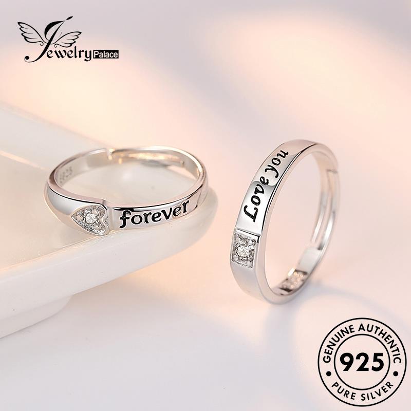 Jewelrypalace Perak925 Fashion Berlian Asli Love Cincin Pasangan Moissanite R77