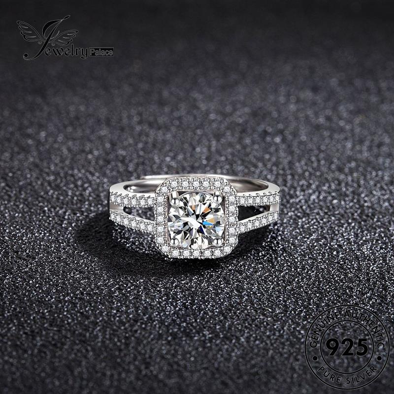 Jewelrypalace Cincin Perak Hollow 925baris Moissanite Berlian Asli Wanita R123