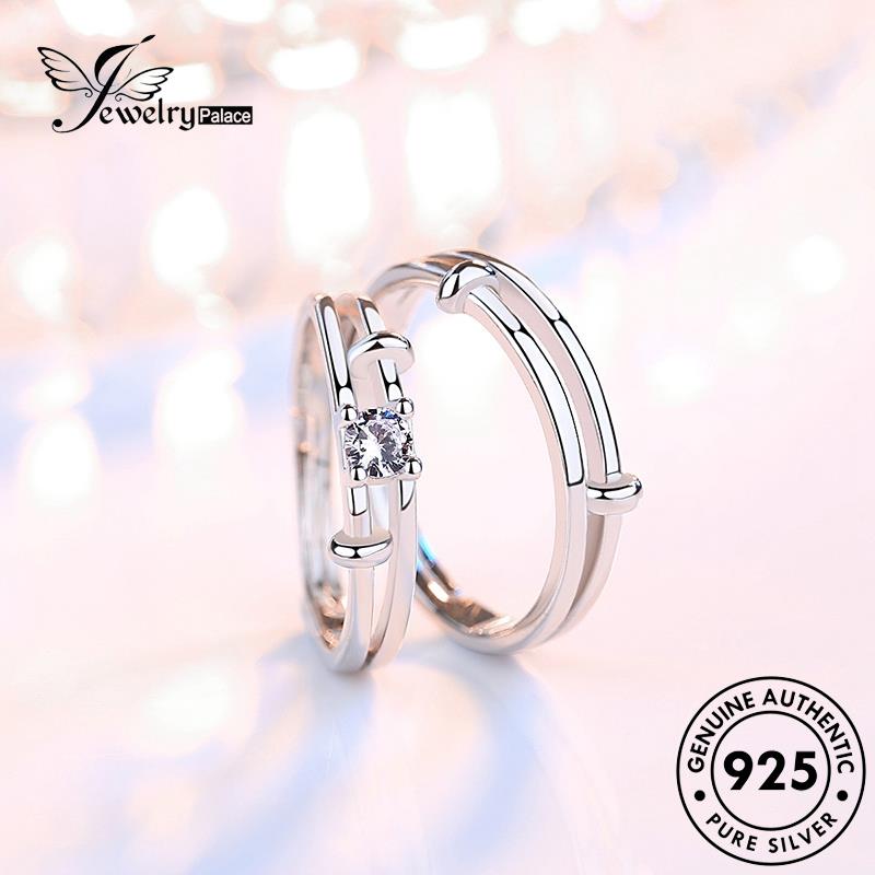 Jewelrypalace Moissanite Perak Asli Simple925 Cincin Perhiasan Berlian Couple M060