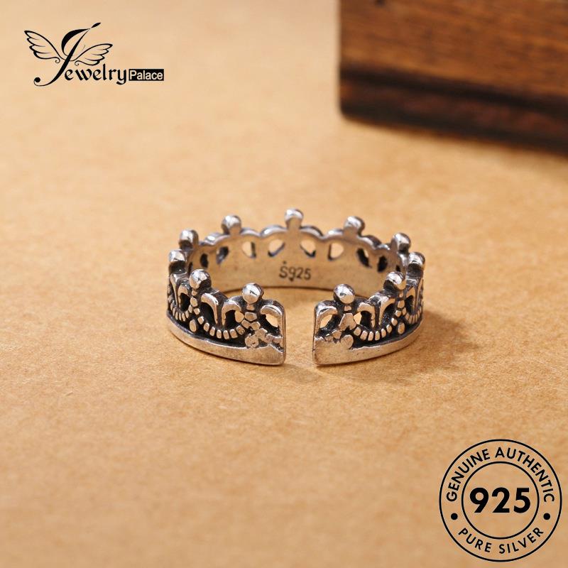 Tempat Perhiasan925 Cincin Wanita Asli Vintage Silver Mahkota R176