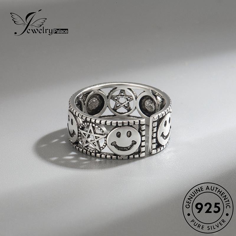 Jewelrypalace Cincin Retro Wanita Perak Smiley Asli925 R188