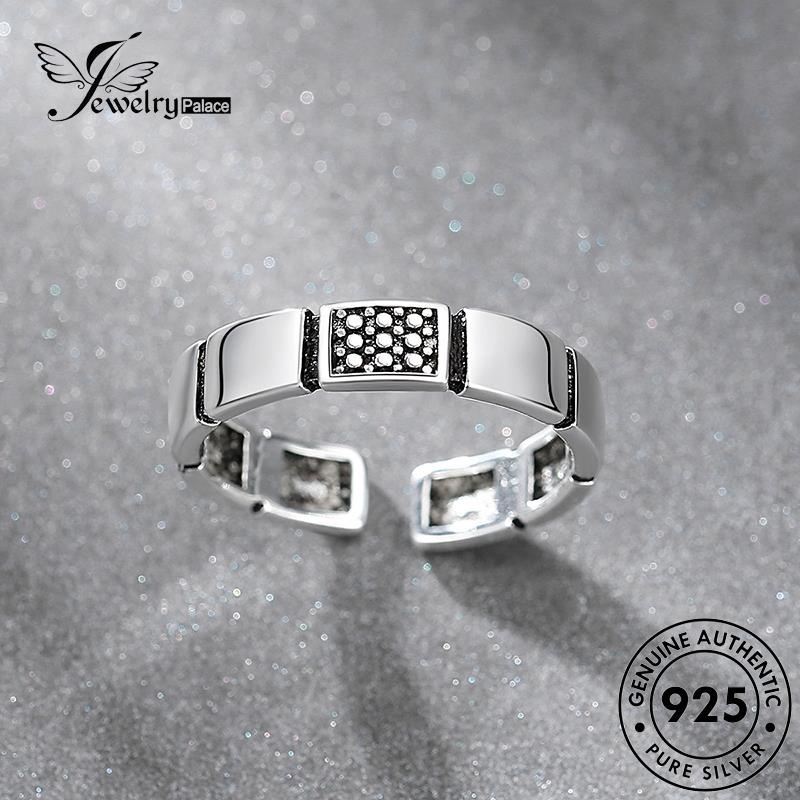 Tempat Perhiasan Wanita Perak Asli Persegi925 Cincin Kreatif R243