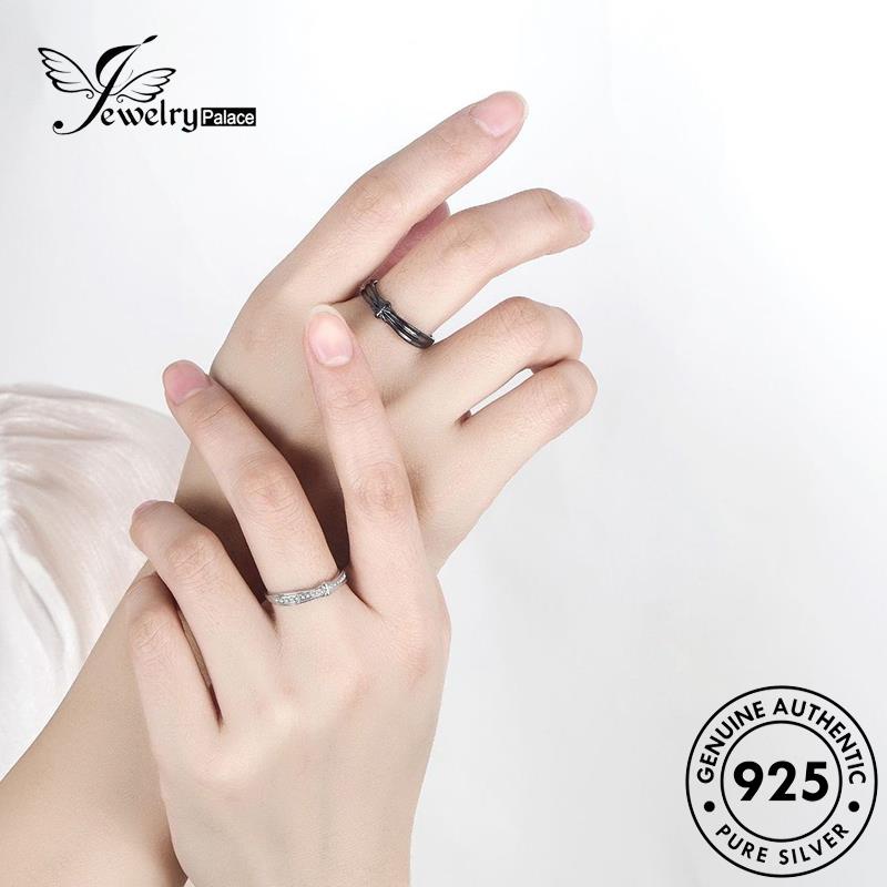 Jewelrypalace 925 Noir Cincin Perak Simple Couple Asli R304