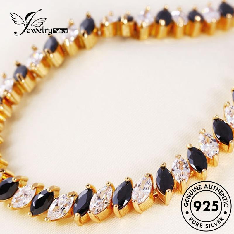 Jewelrypalace Mata Perak Wanita Asli925 Berlian Gelang Emas Kuda Moissanite B382