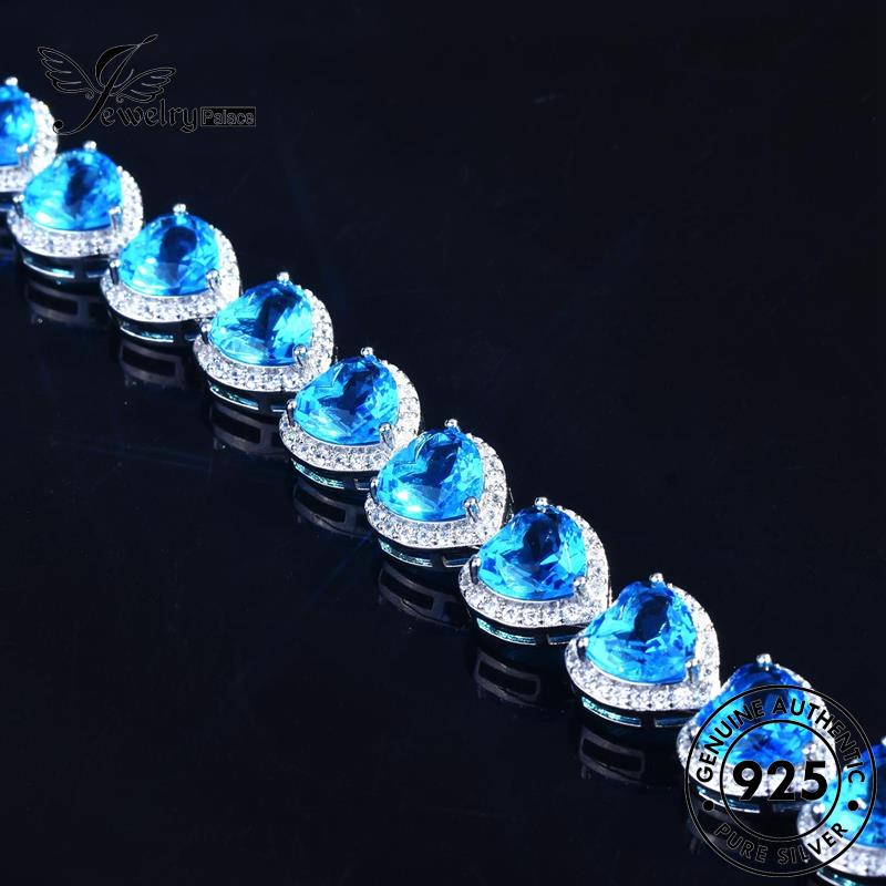 Jewelrypalace Asli925 Gelang Sapphire Hati Mewah Ocean Perak Wanita B535