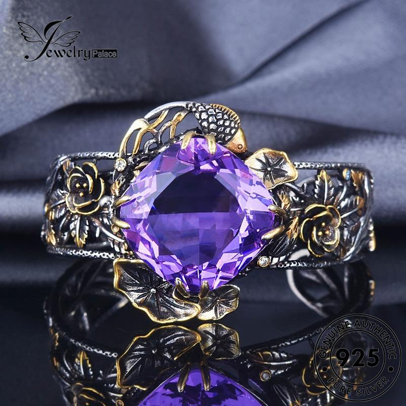 Jewelrypalace Gelang Vintage Wanita925 Bunga Mawar Perak Asli Amethyst B594