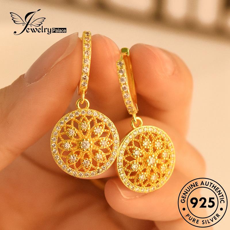 Jewelrypalace Anting Perak Hoop Dreamcatcher925 Moissanite Asli Anting Emas Berlian Wanita E191