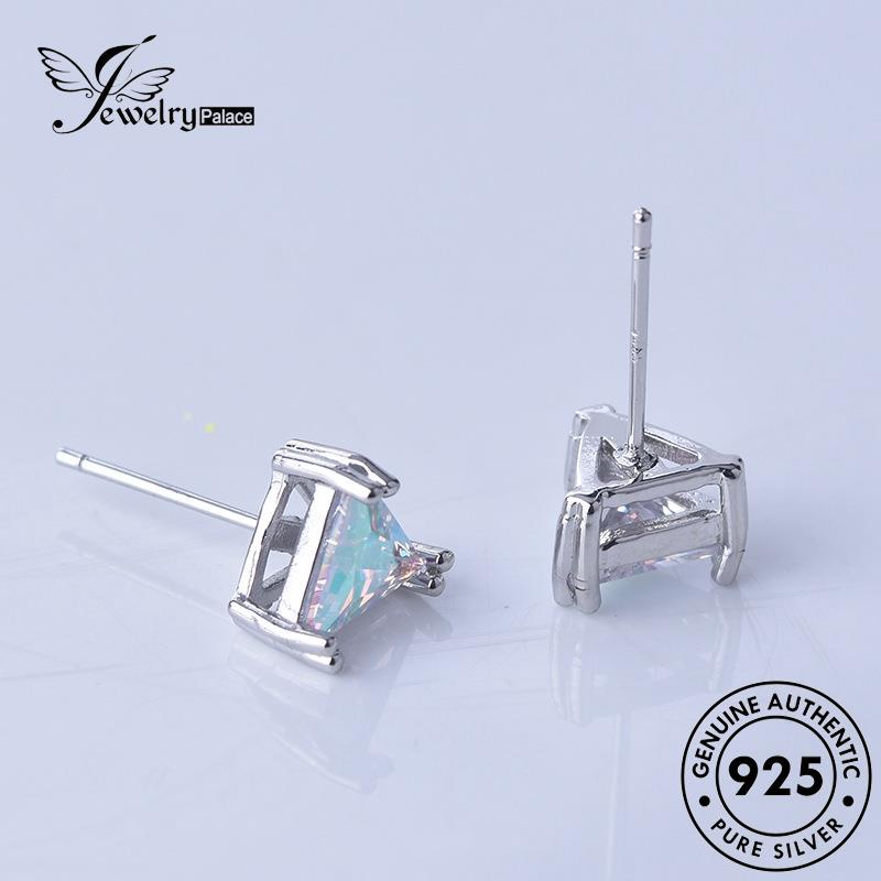 Jewelrypalace Anting Perak Moissanite Tusuk Wanita Square Berlian Asli925 E334