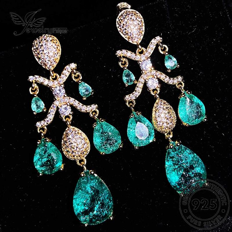 Jewelrypalace 925bentuk Anting Perak Wanita Drop Asli Aquamarine Stud E813