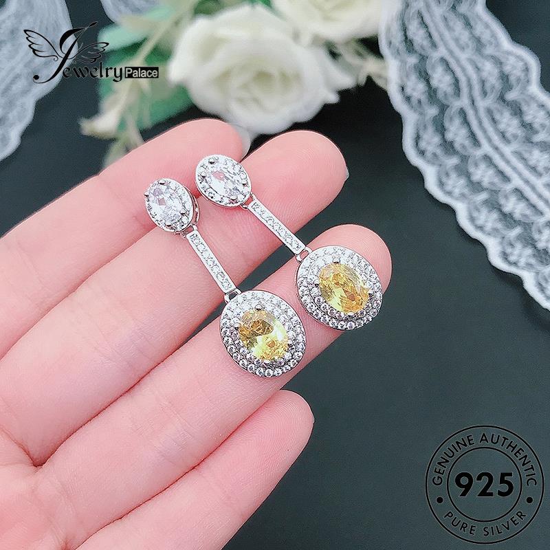 Jewelrypalace Anting Perak925 Citrine Stud Oval Wanita Asli E962