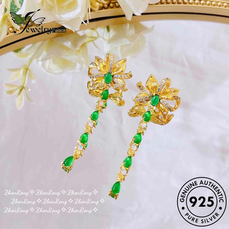 Jewelrypalace Wanita Anting Tusuk Dasi Kupu Kupu Asli Perak925 Emerald E979