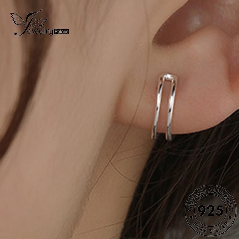 Jewelrypalace Perak Asli Hoop Wanita Anting925 Baris Double E941