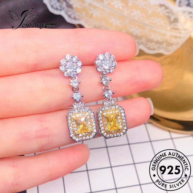 Jewelrypalace Wanita Asli Anting Kotak925 Citrine Perak Stud E1034