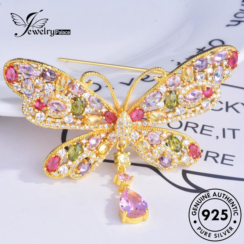 Jewelrypalace Anting Perak Berlian925 Asli Tusuk Moissanite Emas Wanita Butterfly E1050