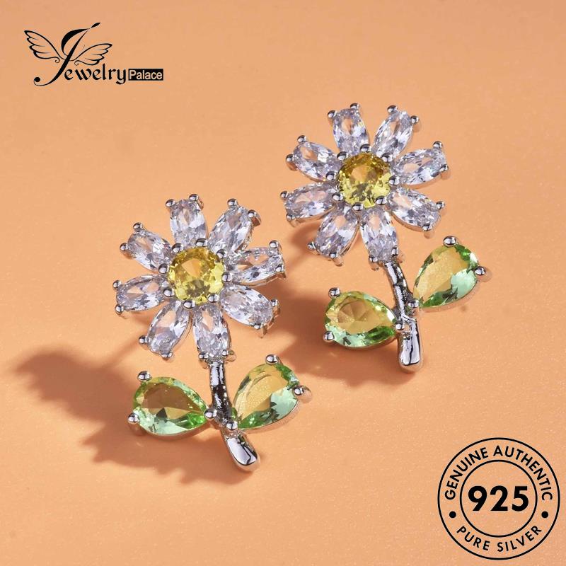 Perhiasantempat Wanita Daisy Asli Citrine Earrings Little925 Stud Perak E1073