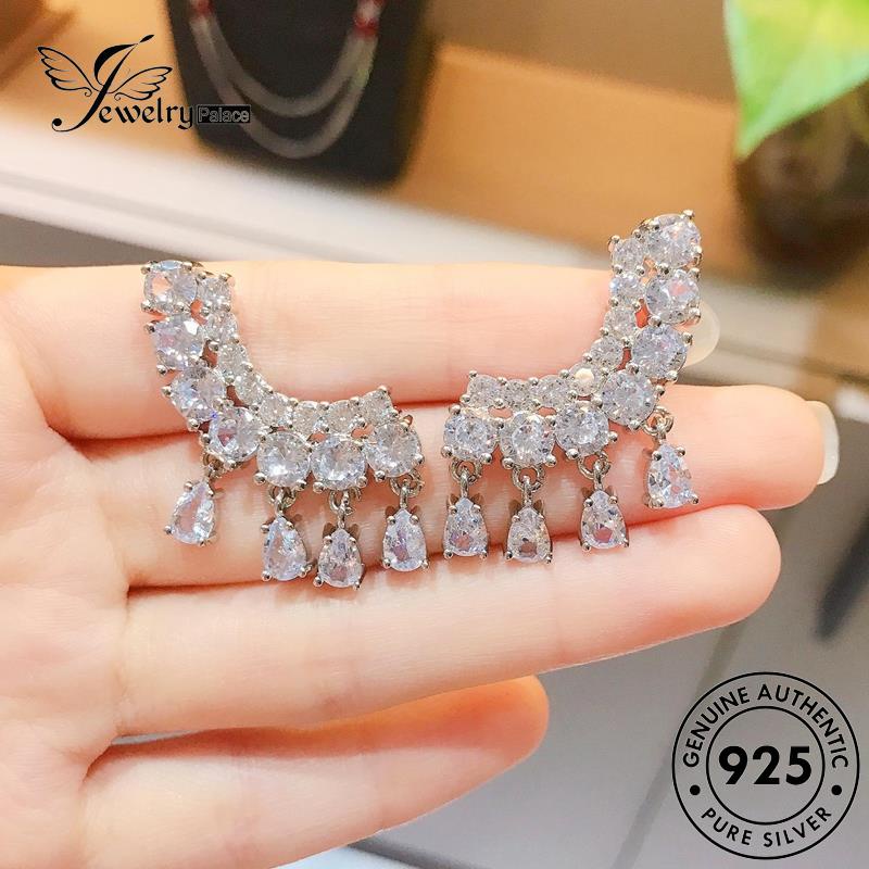 Jewelrypalace Bentuk Emas925 Moissanite Perak Berlian Anting Stud Drop Asli Wanita E1062