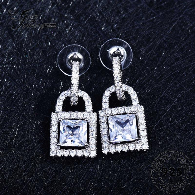 Jewelrypalace Anting Emas Persegi Moissanite Perak Tusuk Berlian Wanita Asli925 E1131