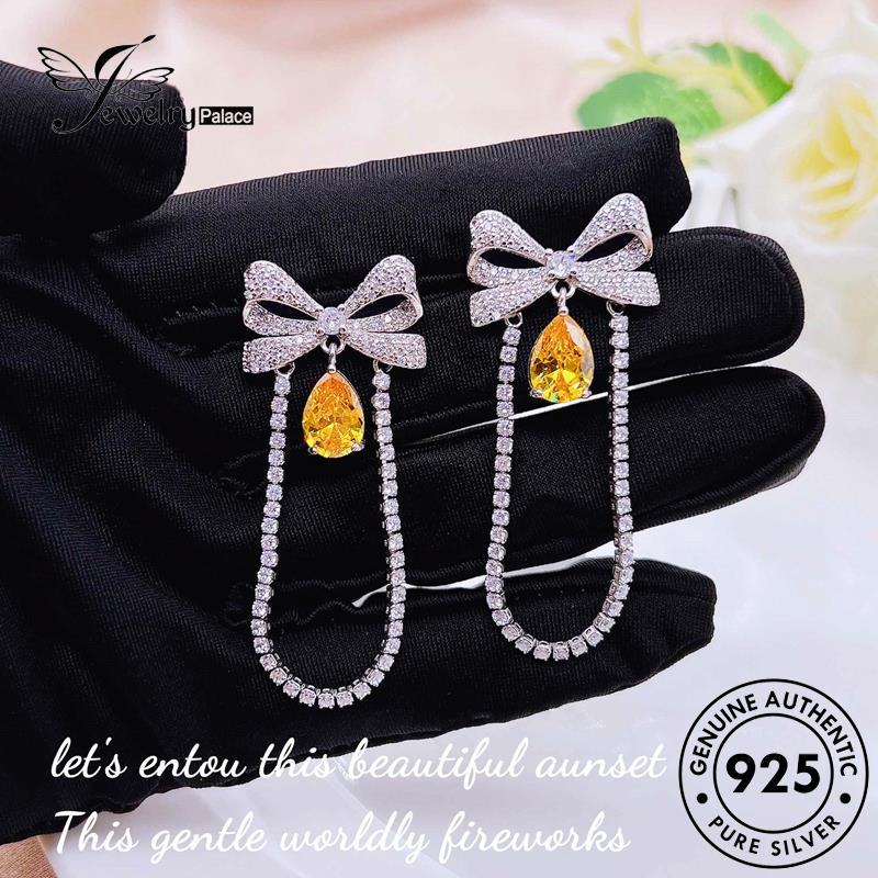 Jewelrypalace Bow Stud Tie Perak925 Asli Wanita Anting Citrine E1144