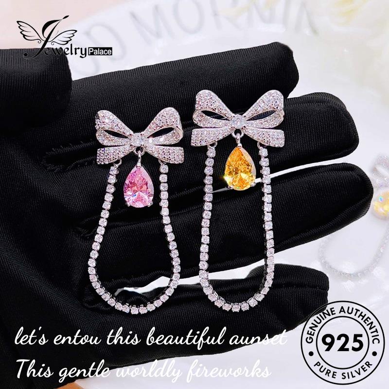 Jewelrypalace Bow Stud Tie Perak925 Asli Wanita Anting Citrine E1144