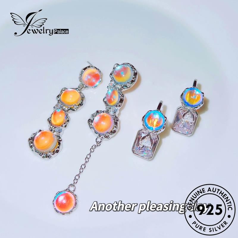 Jewelrypalace Anting Tusuk Wanita Perak Asli Moonstone Bulat925 E1200