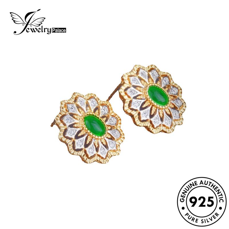 Jewelrypalace Anting Emerald Perak925 Asli Wanita Stud Renda E1167