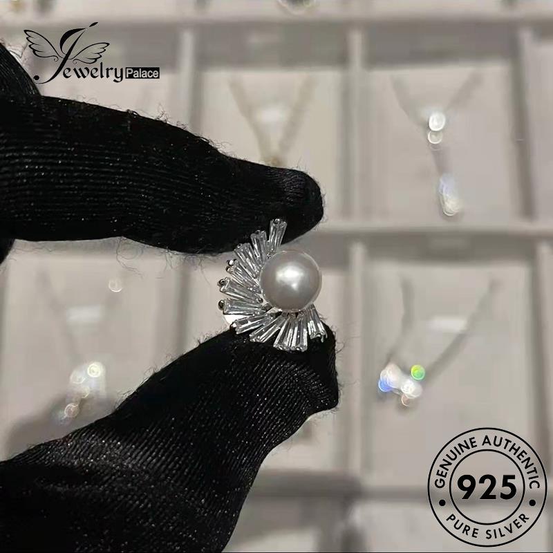 Tempat Perhiasan Wanita Asli925 Stud Kipas Silver Anting Mutiara E1219