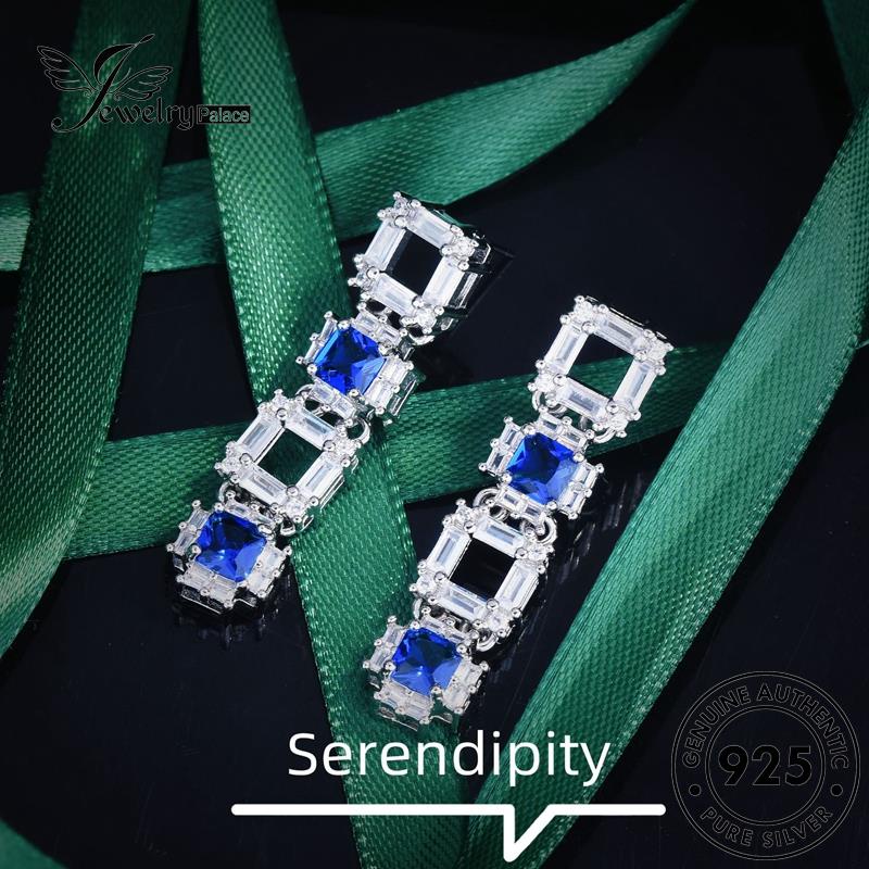 Jewelrypalace Stud Sapphire Kotak925 Wanita Asli Anting Perak E1225