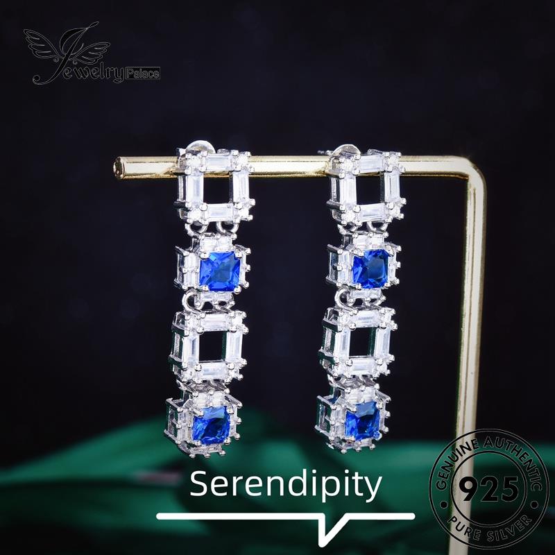 Jewelrypalace Stud Sapphire Kotak925 Wanita Asli Anting Perak E1225