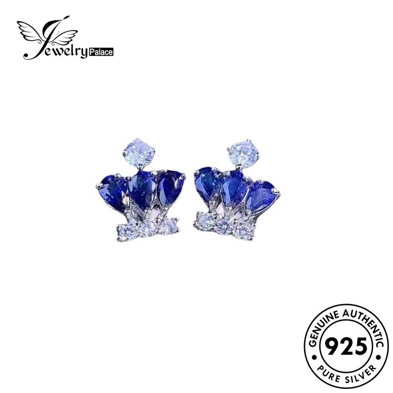 Jewelrypalace Silver Stud Asli Anting Mahkota Wanita Safir925 E1299