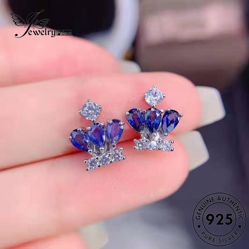 Jewelrypalace Silver Stud Asli Anting Mahkota Wanita Safir925 E1299