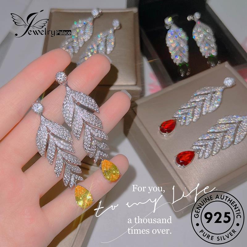 Jewelrypalace Silver Leaves Anting Tusuk Asli925 Wanita Emerald E1259