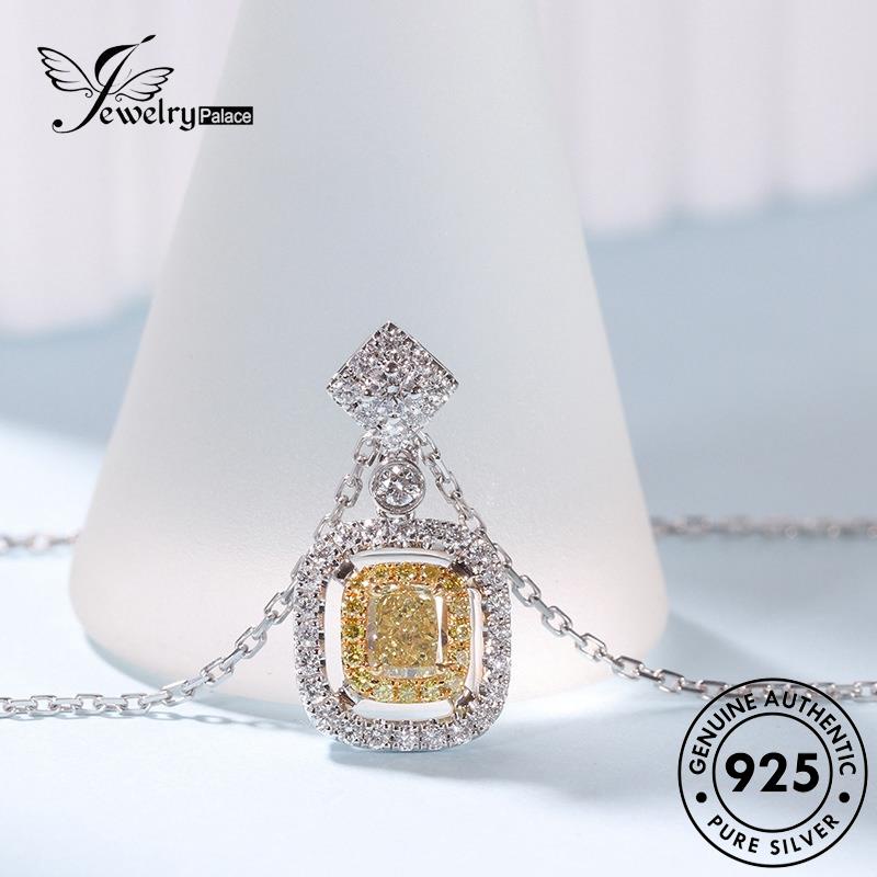 Jewelrypalace Berlian Asli Fashion Kalung Wanita925 Perak Citrine Square N151