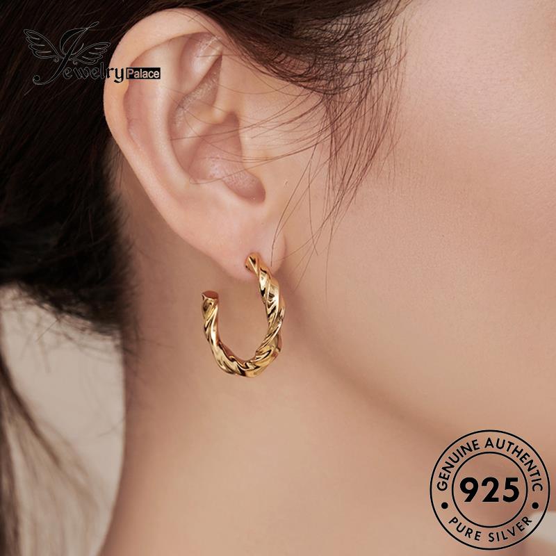 Jewelrypalace Anting Perak Lilit Wanita Hoop925 Emas Asli E1307