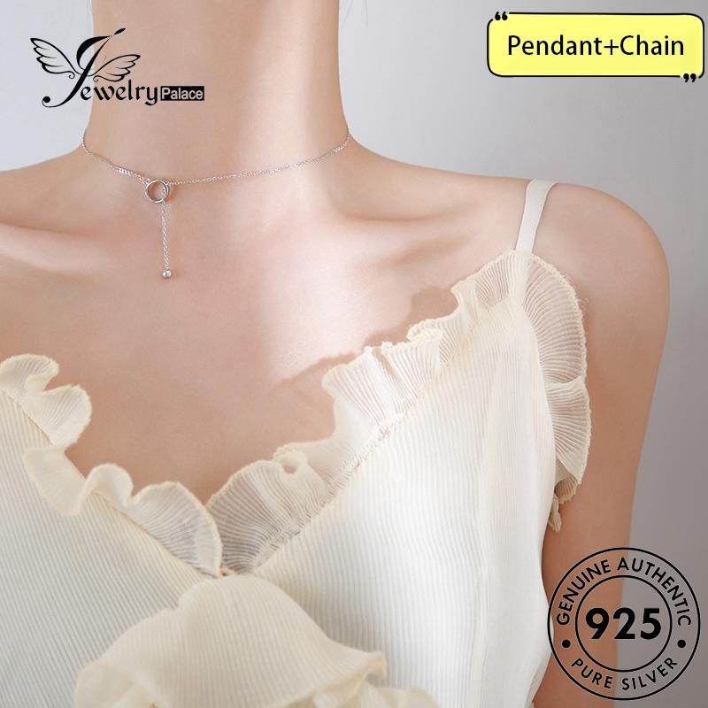 Jewelrypalace Wanita Kalung Perak Asli Fashion925 Love Pink Kristal Berlian N351