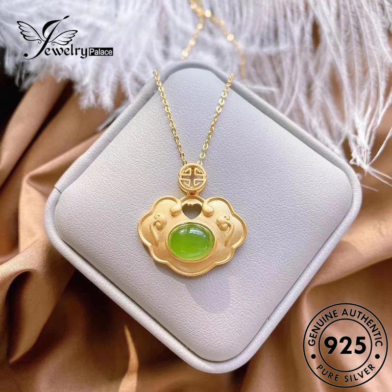 Jewelrypalace Menguntungkan Retro925 Awan Wanita Perak Kalung Giok Asli N475