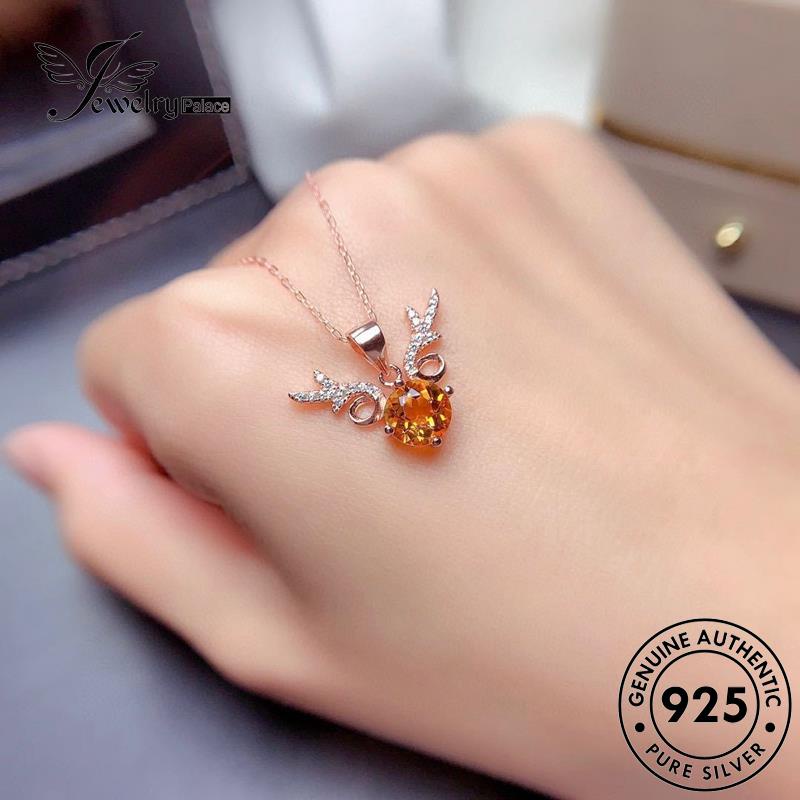 Jewelrypalace Emas Asli Perak Elk Citrine Lucu925 Wanita Kalung N939