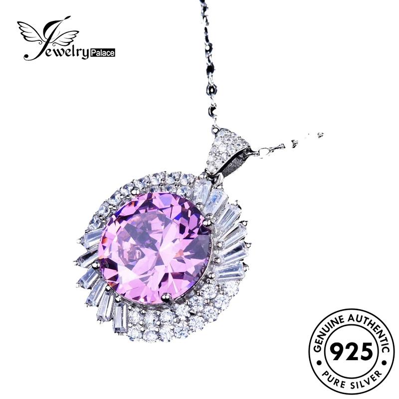 Jewelrypalace Berlian Bulat Asli Silver Pink Kalung Wanita Kristal925 Fashion N941