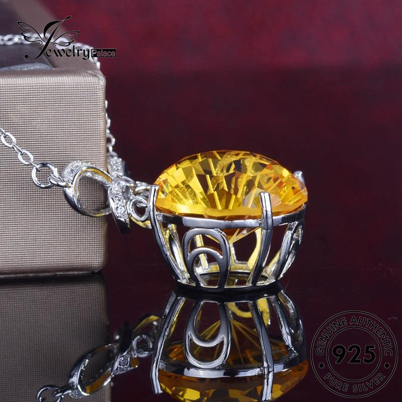 Jewelrypalace Kalung Perak925 Wanita Asli Bulat Fashion Citrine N1184