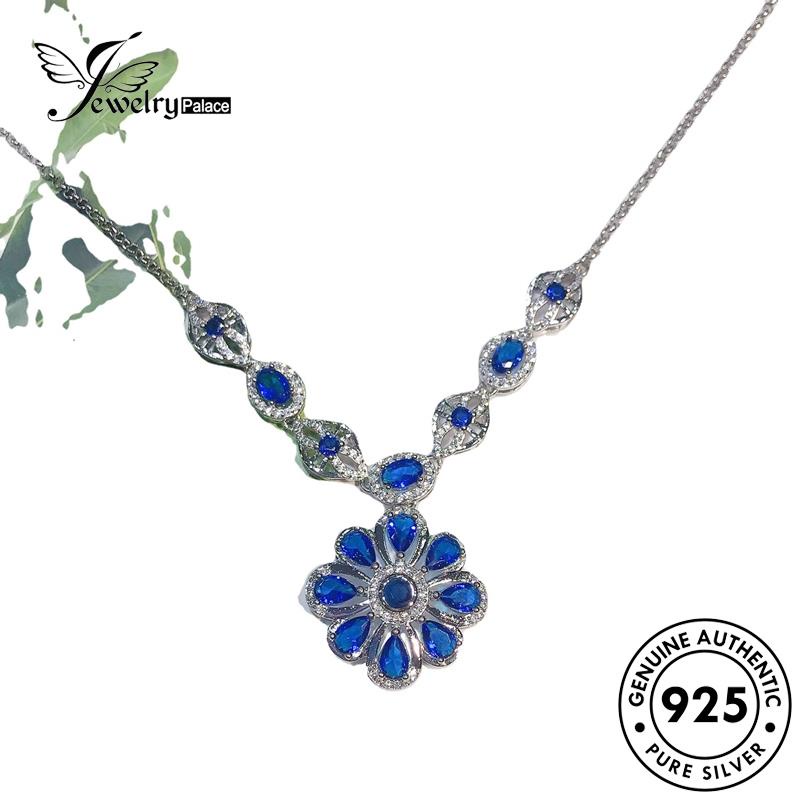 Jewelrypalace Sapphire Asli Perak Bunga Matahari Kreatif925 Kalung Wanita N1193