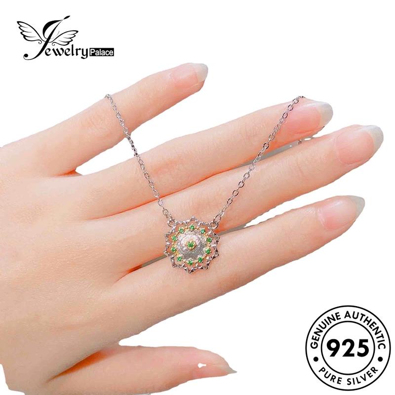 Jewelrypalace Kalung Perak925 Asli Kreatif Emerald Lace Wanita N1153