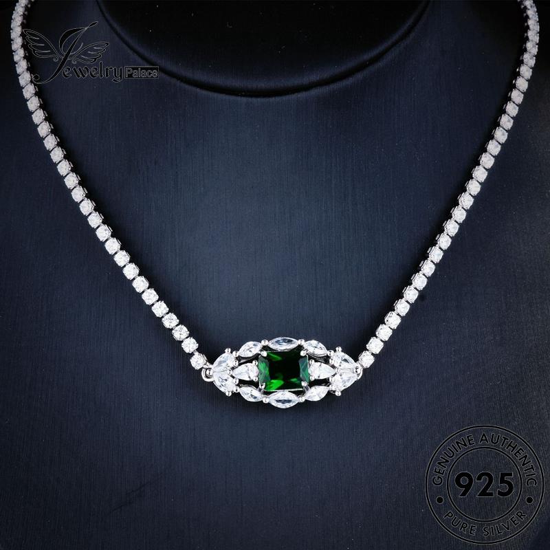 Jewelrypalace Perak Asli Wanita Mewah925 Kalung Emerald N1324