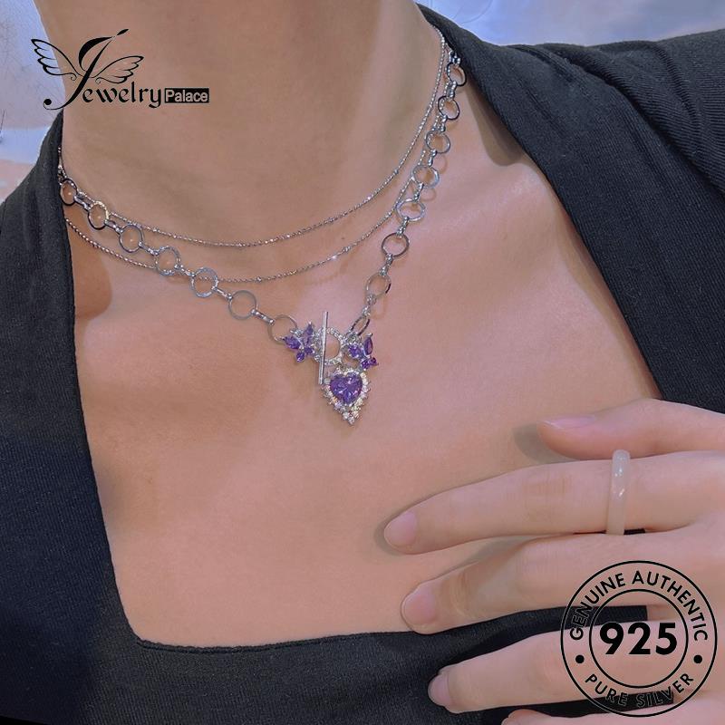 Jewelrypalace Kalung925 Wanita Kecubung Hati Lucu Perak Asli N1347