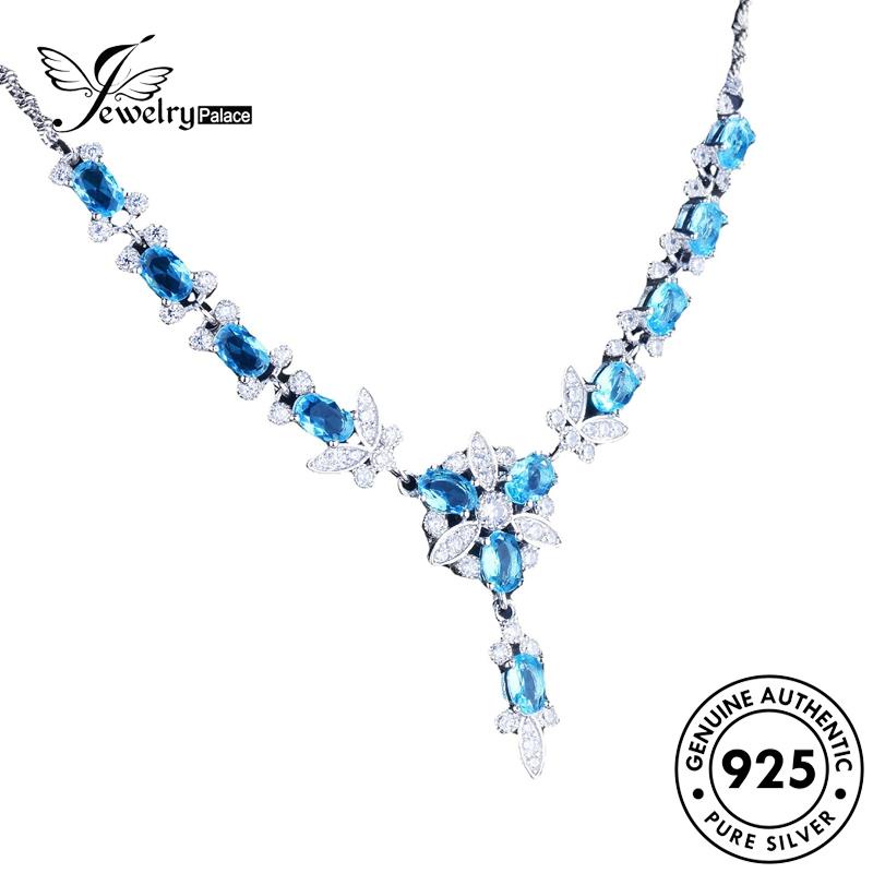 Jewelrypalace Kalung Ringan Wanita Perak925 Mewah Kupu Safir Original N1326