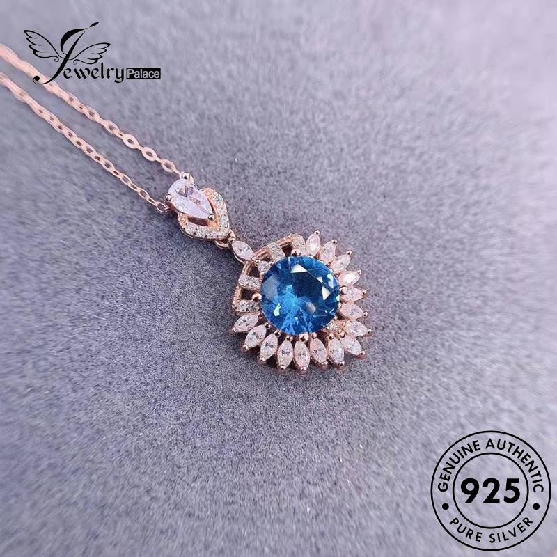 Jewelrypalace Perak Asli Mewah925 Wanita Kalung Safir Ringan N1422