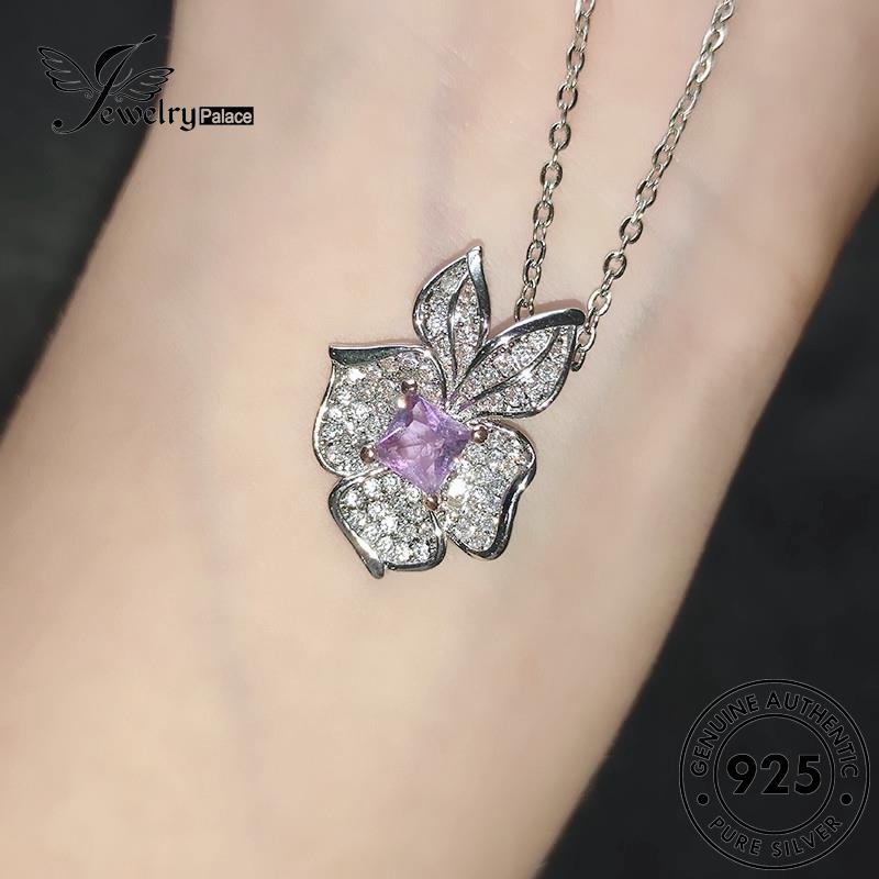 Jewelrypalace Fashion Bunga925 Perak Asli Amethyst Wanita Kalung N1442