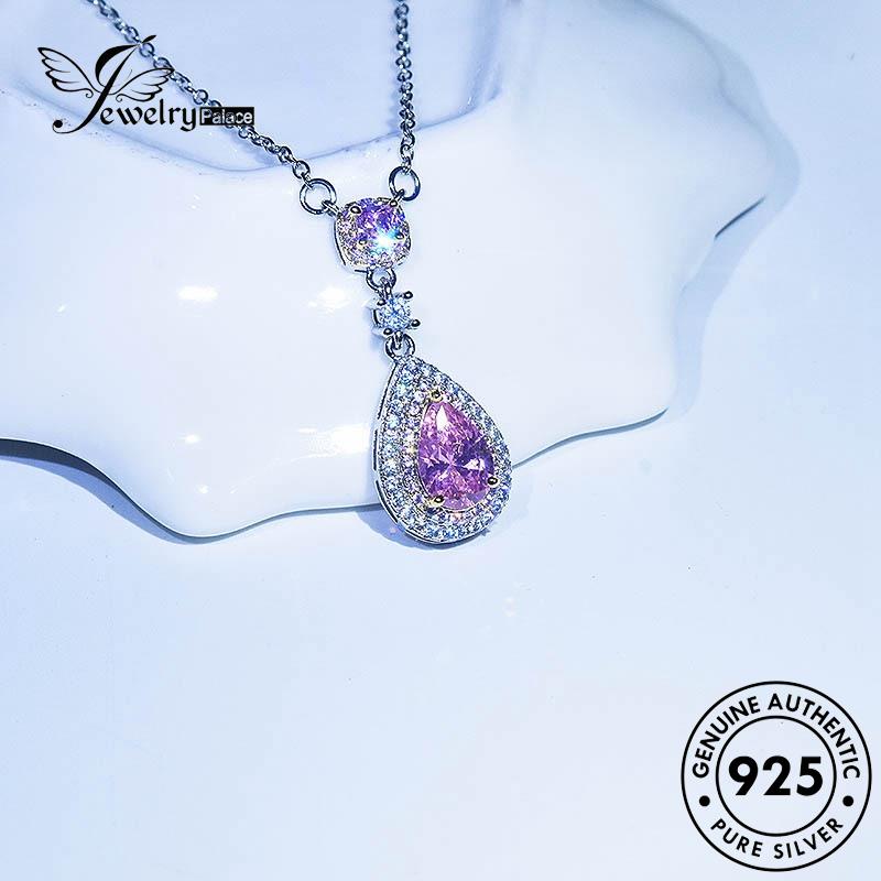 Jewelrypalace Amethyst Wanita Asli Perak Air Indah Tetes Kalung925 N1485