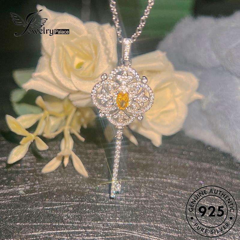 Jewelrypalace Citrine Fashion Wanita Perak Asli Kalung Kunci925 N1403